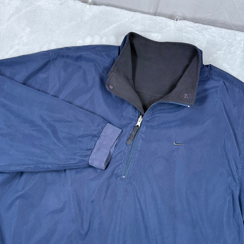 Vintage Nike Golf Windbreaker Reversible Fleece Mens Large 1/2 Zip Pullover Blue
